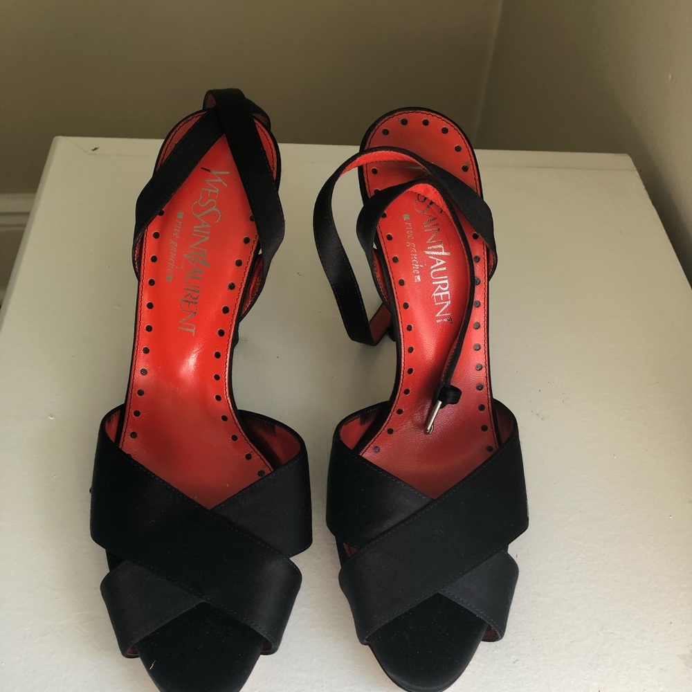 Black Satin Yves Saint Laurent Evening Shoes